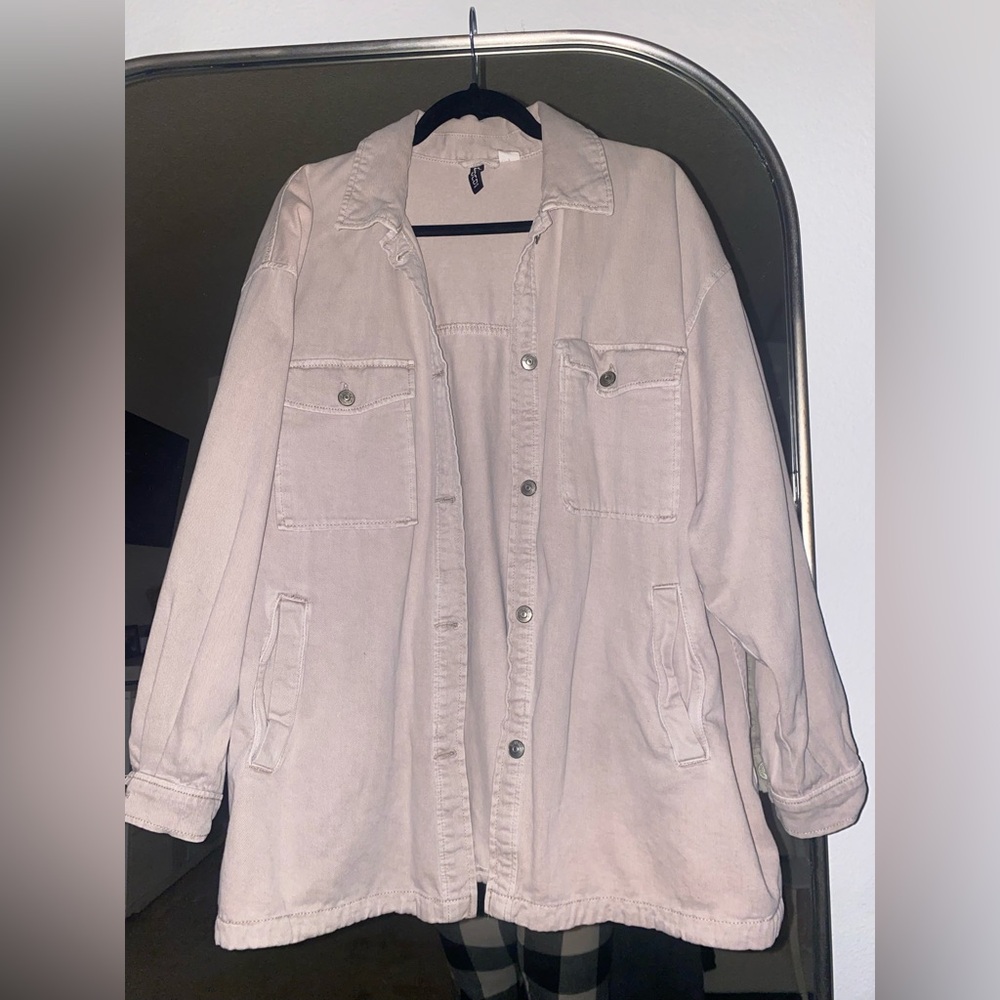 H&M Divided khaki oversized button down jacket Large